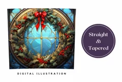Christmas Wreath Tumbler Wrap, Christmas Sublimation Design Product Image 3