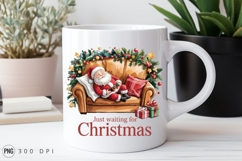 Santa Claus Sleeping On Sofa Christmas Illustration PNG Product Image 2