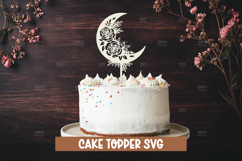 6 Floral moon cake topper SVG I Cake topper SVG Product Image 4