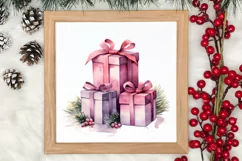 Pink Christmas gifts clipart sublimation, Christmas PNG Product Image 3