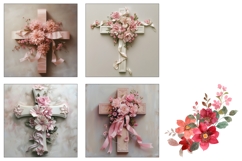 Christian Square Coasters, Floral Easter Cross Sublimation Product Image 3
