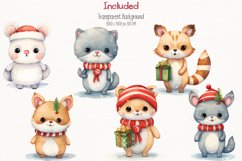 Animals Christmas Watercolor 26 Cliparts Collection Product Image 3