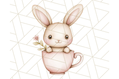 Pastel Pink Easter Bunny Egg and Flowers Clipart PNG Product Image 3
