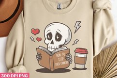 Books &amp; Coffee PNG, Funny Skeleton Sublimation PNG Product Image 3