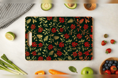Red Green &amp; Gold Cute Floral Cutting Boards sublimation Desi Product Image 3