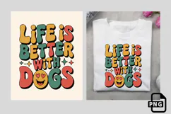 Life is better with dogs retro groovy 70s dog-loving theme Product Image 3