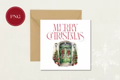 Watercolor Christmas Door Clipart, Christmas Sublimation PNG Product Image 3