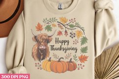Happy Thanksgiving PNG,Highland Cow Sublimation PNG Product Image 3