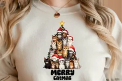 Merry Catmas for Christmas Sweatshirt, Cats Png Design Product Image 2