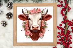 Beautiful Christmas Cow Clipart, Christmas Cow Clipart Product Image 3