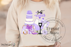Purple Just Married Wedding PNG Bride Clipart Design Product Image 4