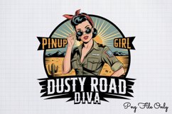 Pinup girl dusty road diva PNG,Retro PinUp Sublimation PNG Product Image 1