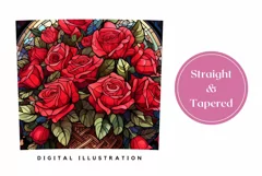 Red Roses Tumbler Design, Stained Glass Flowers Tumbler Wrap Product Image 3