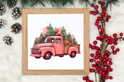 Red Christmas Truck Sublimation Clipart, Christmas PNG Product Image 3