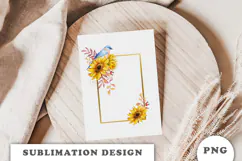 Watercolor Autumn Flowers Gold Frame png Product Image 3