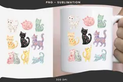 Cats with flowers png design for T-shirts Product Image 3