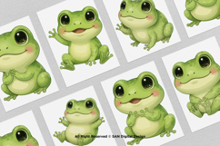 15 Bundle Watercolor Baby Frog Green Animal Pond Gama Product Image 3