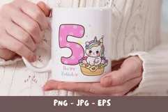 Birthday number fifth birthday party angel kawaii clipart Product Image 5