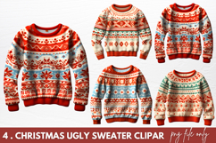 Watercolor Christmas Ugly Sweater Clipart Product Image 1