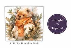 Winter Tumbler Wrap, Watercolor Teddy Bear Tumbler Template Product Image 3