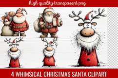 4 Whimsical Christmas Santa Clipart | Cute Santa PNG Product Image 1