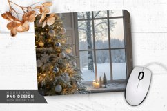 Cozy Christmas Corner with Snowfall Mouse Pad PNG Design Product Image 1