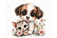 Cute Puppy Clipart, Adorable Dog PNG, Kawaii Watercolor Pup Product Image 3