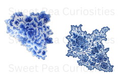 Blue Toile, Ephemera, PNG, Clipart, Junk Journal, flowers Product Image 3