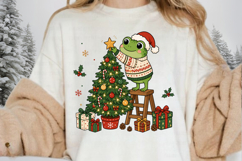 Cute Christmas Frog PNG Clipart, Frog Decorating Christmas Product Image 3