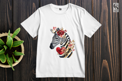 Floral Zebra Heart Watercolor Clipart Sublimation PNG Product Image 2