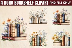 Boho Bookshelf Clipart PNG Product Image 1