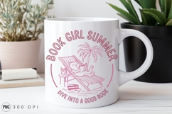 Book Girl Summer Cat Reading On Beach Sublimation PNG Product Image 2
