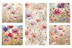 Watercolor Cosmos Flowers Illustration Product Image 3