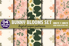Bunny Blooms set Digital Paper Background PNG Product Image 1