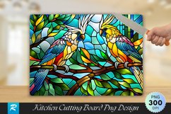 Cockatoo Stained Glass Cutting Board Sublimation Design Product Image 1