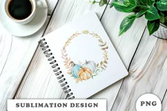 Watercolor Autumn Pumpkins wreath png Product Image 3