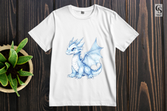 Watercolor Blue Ice Dragon Art Clipart Sublimation PNG Product Image 3