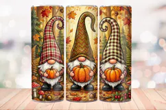 Fall Gnomes 20 OZ Skinny Tumbler Wrap Sublimation PNG. Product Image 3