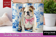 English Bulldog Dog Tumbler Wrap Floral Dog Tumbler PNG Product Image 1