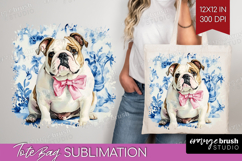 English Bulldog Dog Tote Bag Floral Dog Tote Bag PNG Product Image 1