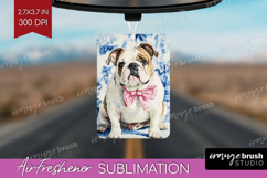 English Bulldog Dog Air Freshener PNG Floral Dog PNG Product Image 1