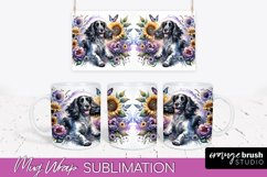 English Springer Spaniel Mug Wrap Dog Sublimation Floral PNG Product Image 1