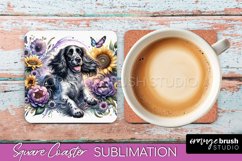 English Springer Spaniel Square Coaster Dog Sublimation PNG Product Image 1