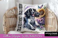 Dog Pillow Cover - Dog Mom Floral Pillow Sublimation Product Image 1