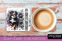 Dog Square Coaster - Dog Mom Floral Coaster Sublimation Product Image 1