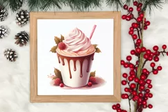 Pink Christmas Coffee Sublimation Clipart, Christmas PNG Product Image 3