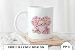 Watercolor Valentine's Day Teddy Bear PNG Product Image 3
