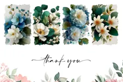 Blue Flower Towel Designs, Floral Kitchen Towel PNG Product Image 3