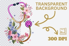 Glitter Bow Stethoscope PNG Nurse Clipart for Medical Fashio Product Image 3