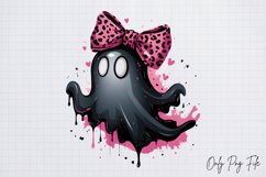 Watercolor Pink Halloween Ghost Clipart PNG Product Image 1